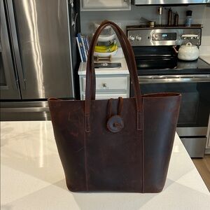 Elegant Dark Brown Leather Tote